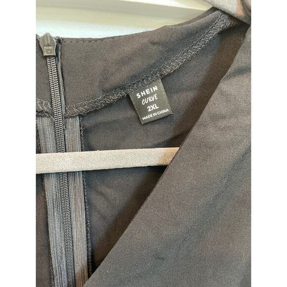 NWOT SHEIN Curve Clasi Plus Contrast Mesh Belted Jumpsuit, 2XL - Picture 4 of 6